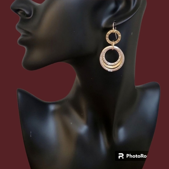 Private Label Jewelry - 3/$30 Silvertone Hammered Metal Circle Dangle Hook Earrings